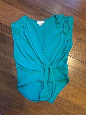 Ten Sixty Sherman Teal Twist-Front Bodysuit